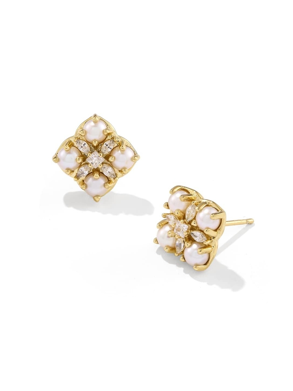 NWT Kendra Scott Gold-Tone Dira Pearl Stud Earrings
